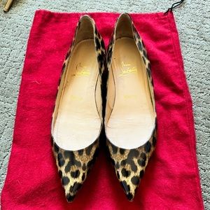 Christian Louboutin Leopard Patent Point Toe Flats